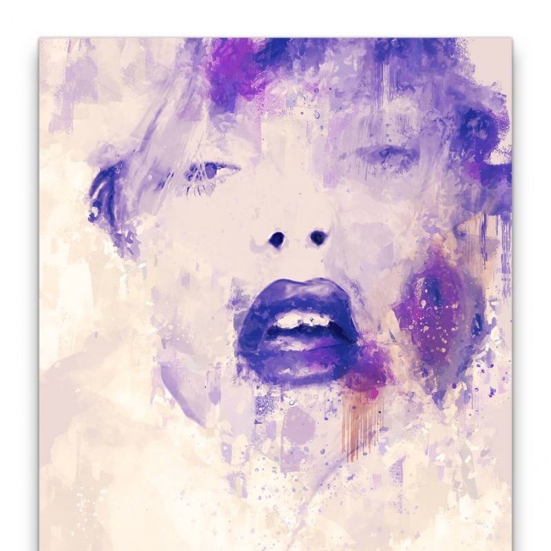 Suki Waterhouse Porträt Abstrakt Kunst Topmoder Lippen 60x90cm Leinwandbild