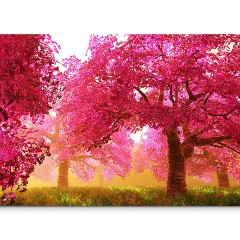 120x80cm Wandbild Kirschbäume Blüten Garten Japan