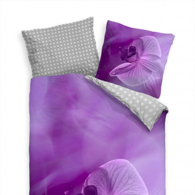 Orchidee Purpur Lila Makro Bettwäsche Set 135×200 cm + 80x80cm  Atmungsaktiv