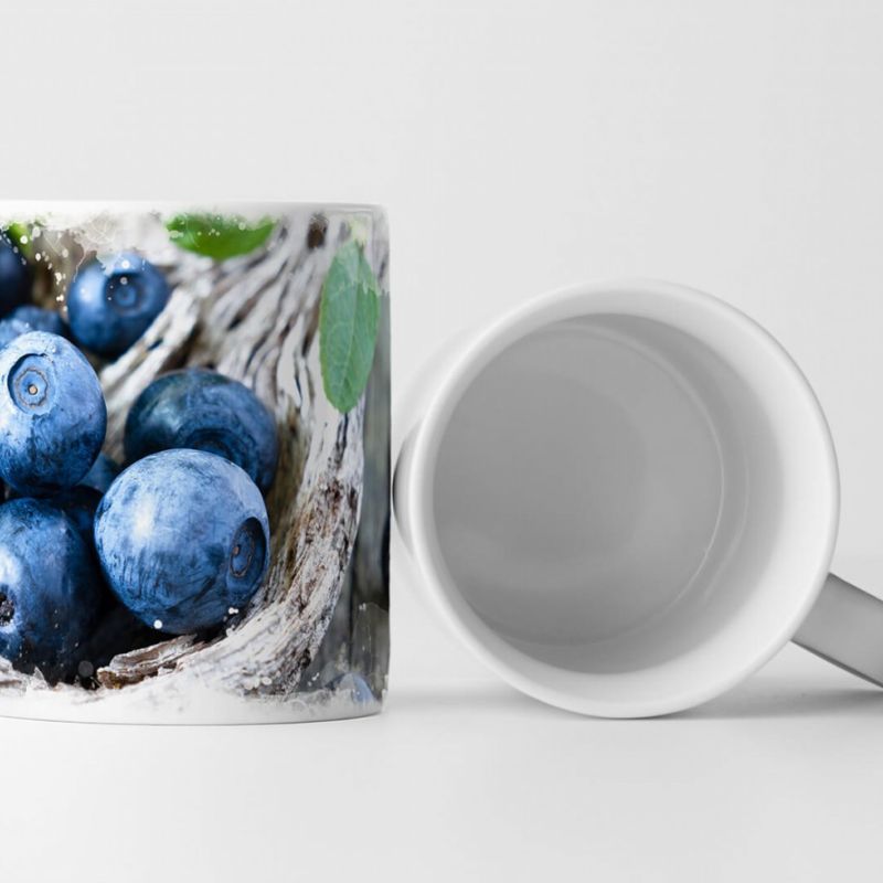 Tasse Geschenk Food-Fotografie – Blaubeeren auf Holzgrund