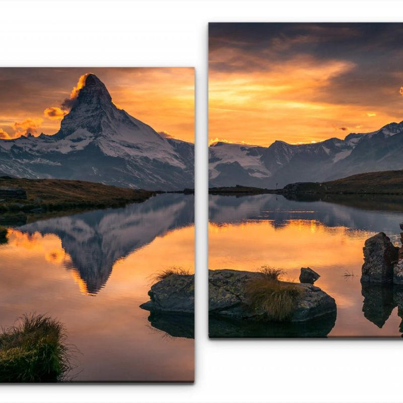 Sonnenuntergang über dem Matterhorn Wandbild in verschiedenen Größen