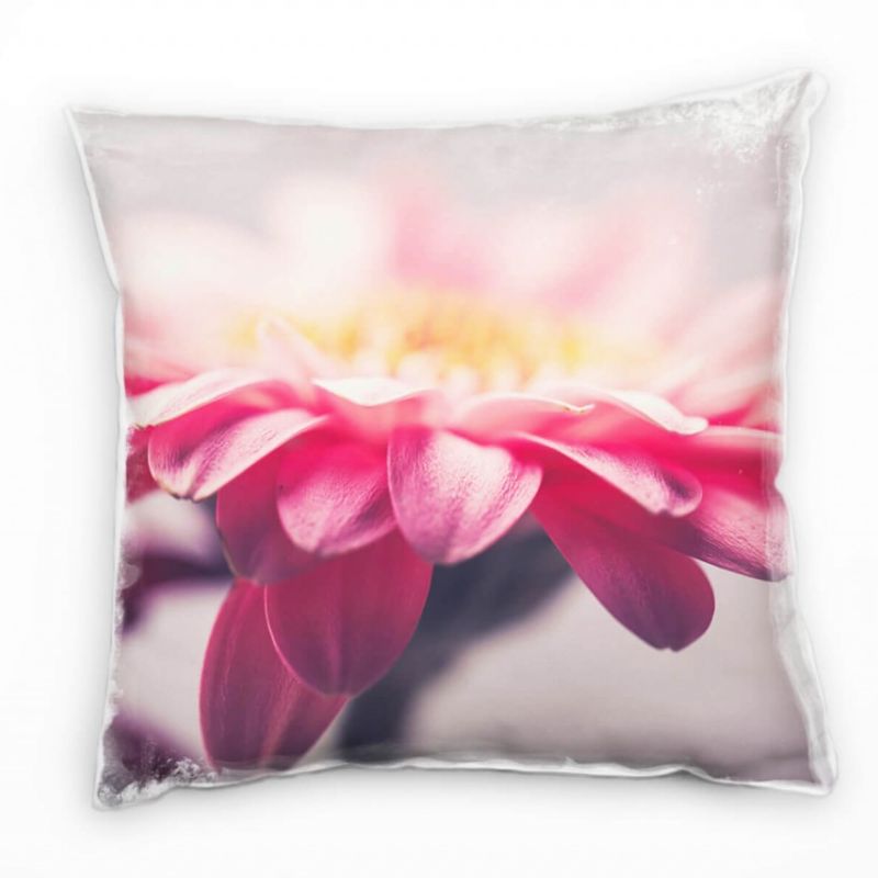 Macro, Blumen, Blütenblätter, pink, gelb Deko Kissen 40x40cm für Couch Sofa Lounge Zierkissen