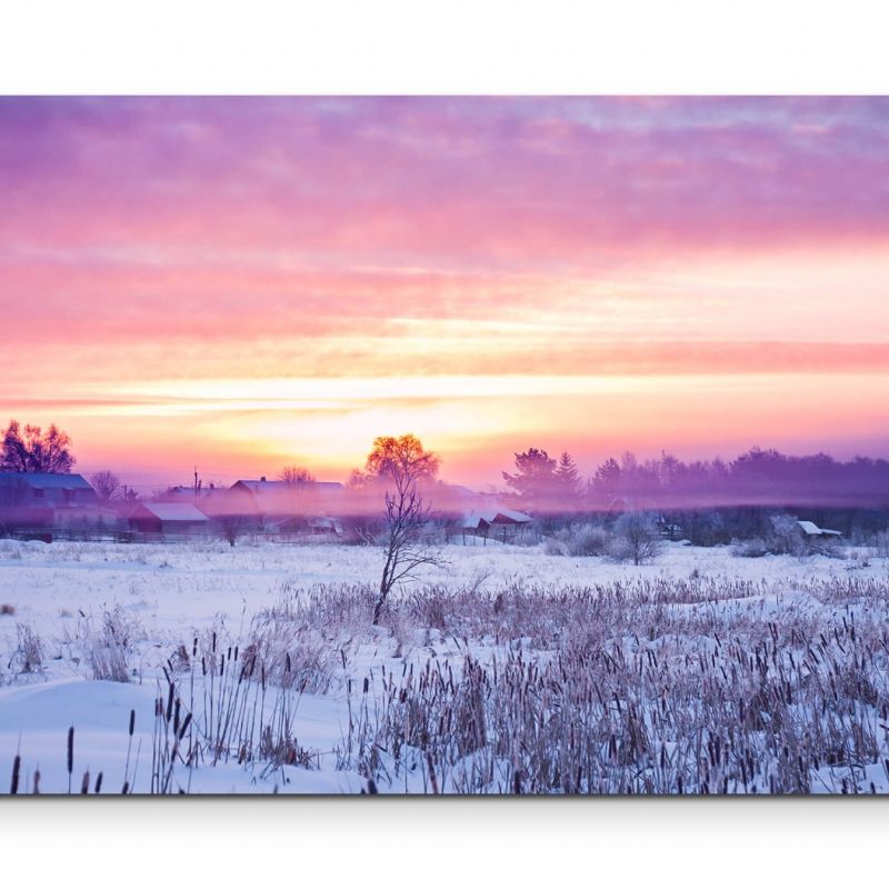 Winterlandschaft Sonnenaufgang – Leinwandbild