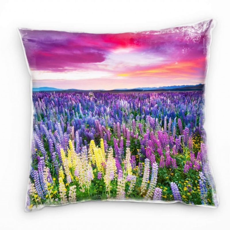 Blumen, bunt, Blumenwiese, farbenfroher Himmel Deko Kissen 40x40cm für Couch Sofa Lounge Zierkissen