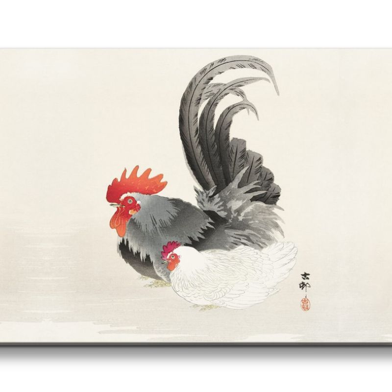 Remaster 120x60cm Ohara Koson traditionell japanische Kunst Hahn Huhn