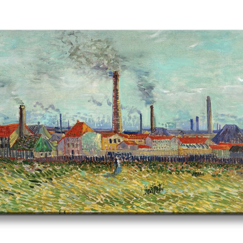 Remaster 120x60cm Vincent Van Gogh Impressionismus Weltberühmtes Gemälde Fabriken Schornsteine zeitl