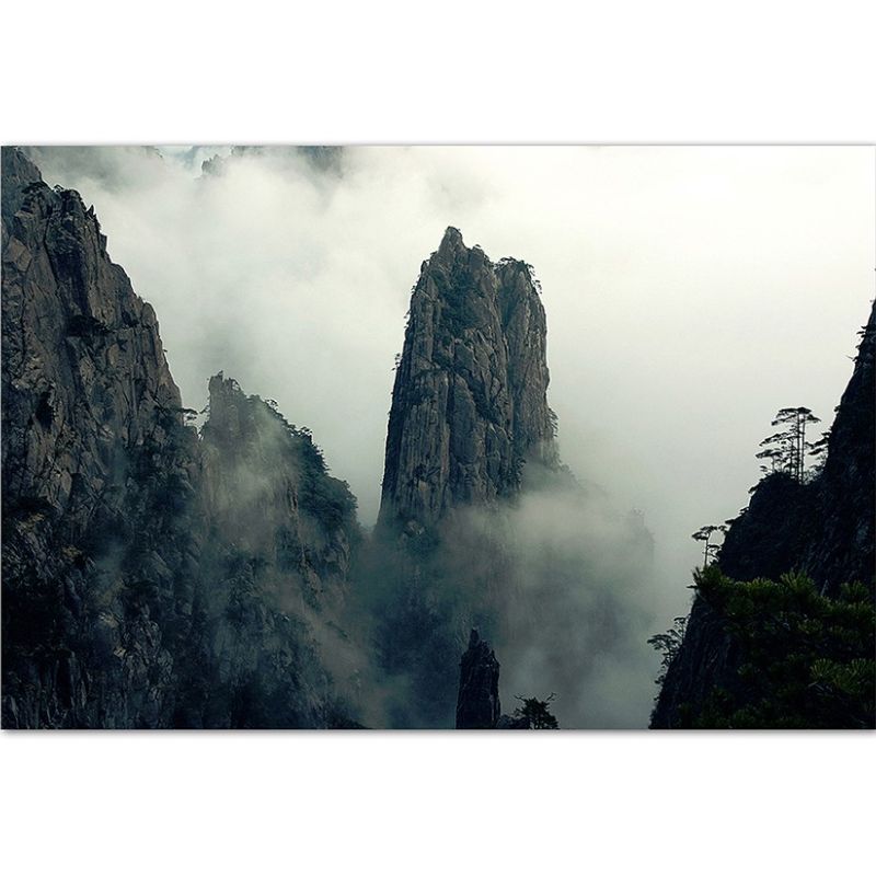 120x80cm Berg Huang China Nebel Gebirge Wolken