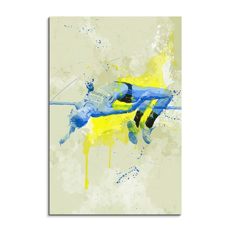 Hochsprung 90x60cm SPORTBILDER Paul Sinus Art Splash Art Wandbild Aquarell Art