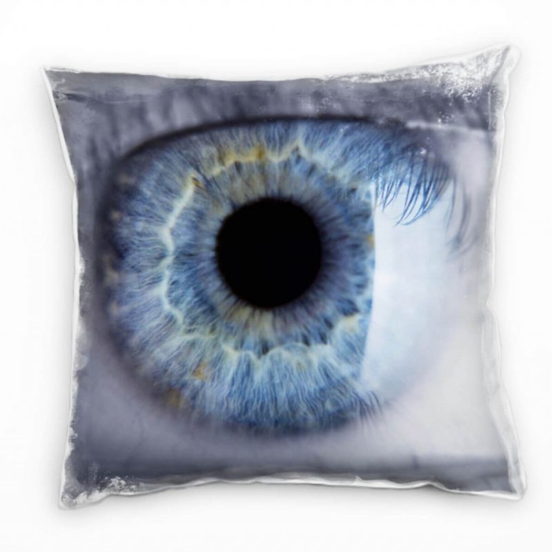 Macro, menschliches Auge, blau, grau Deko Kissen 40x40cm für Couch Sofa Lounge Zierkissen