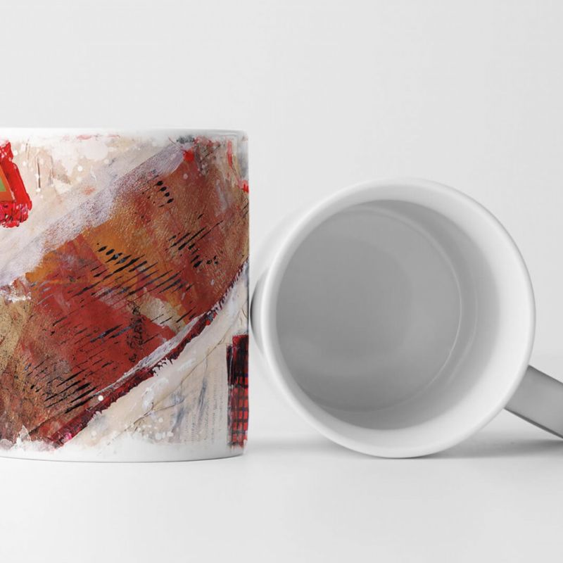 Tasse Geschenk antik-weißen Hintergrund; rot-orange Streifen/Ecken