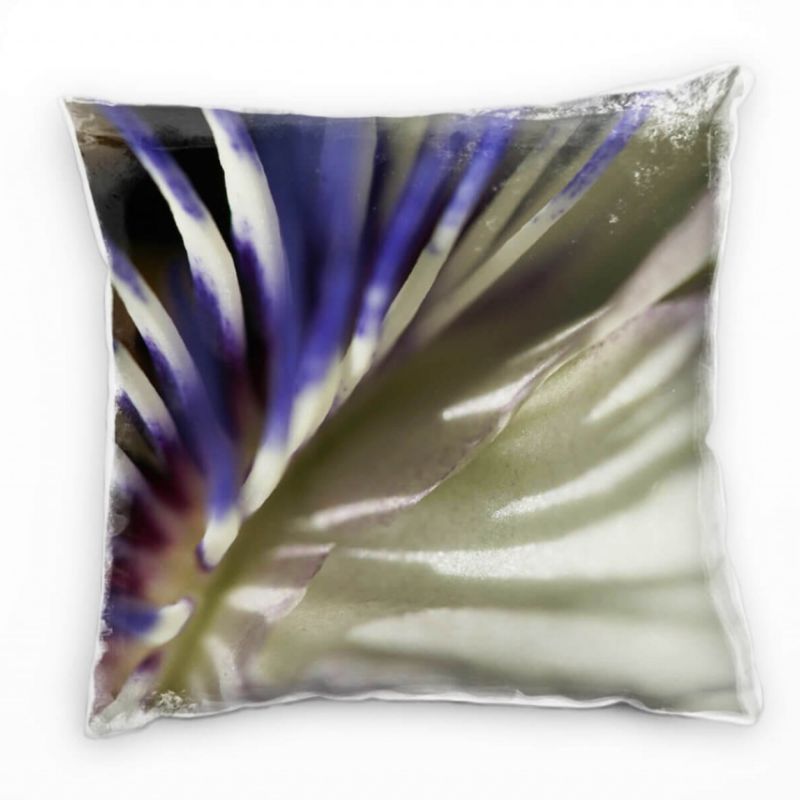 Macro, Blumen, Blüte, lila, weiß Deko Kissen 40x40cm für Couch Sofa Lounge Zierkissen