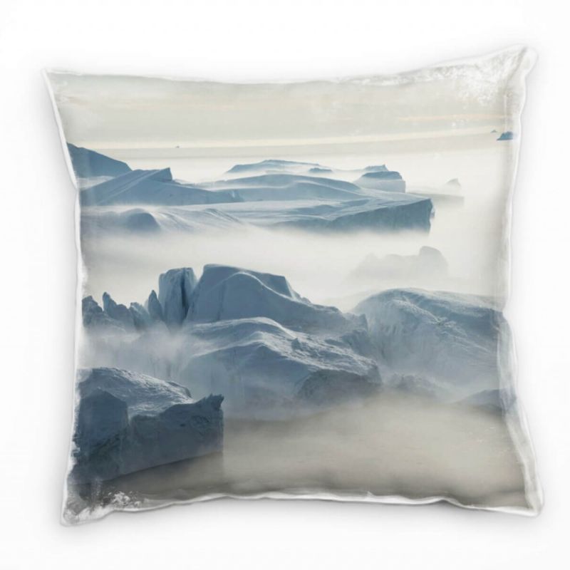 Winter, Eisberge, Nebel, grau Deko Kissen 40x40cm für Couch Sofa Lounge Zierkissen