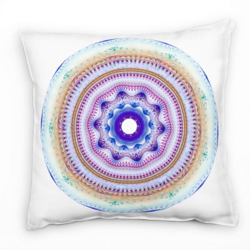 Abstrakt, lila, türkis, blau, orange, Kreis, Mandala, Spirale Deko Kissen 40x40cm für Couch Sofa Lou