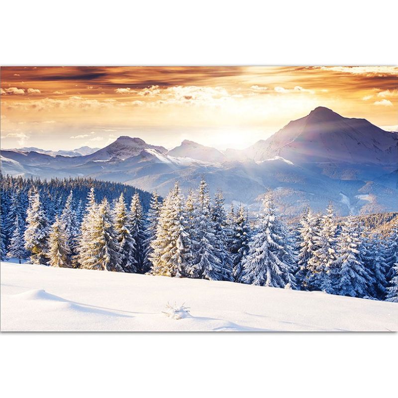 120x80cm Wald Berge Winter Schnee Landschaft