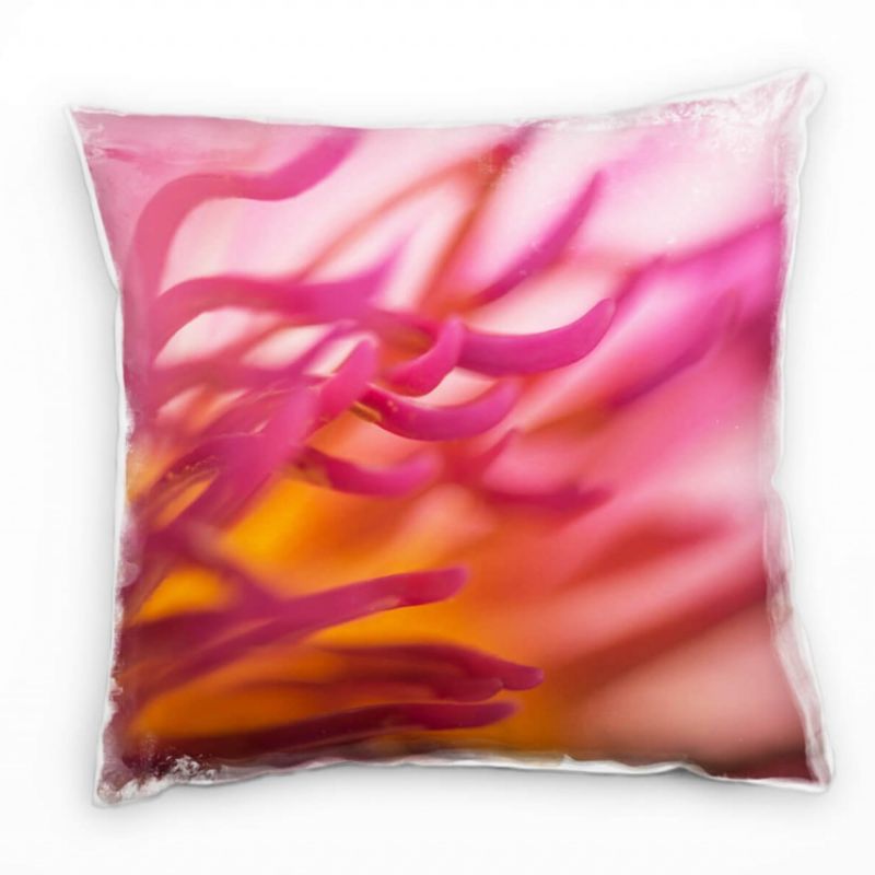 Macro, Blumen, Blütenblätter, pink, orange Deko Kissen 40x40cm für Couch Sofa Lounge Zierkissen