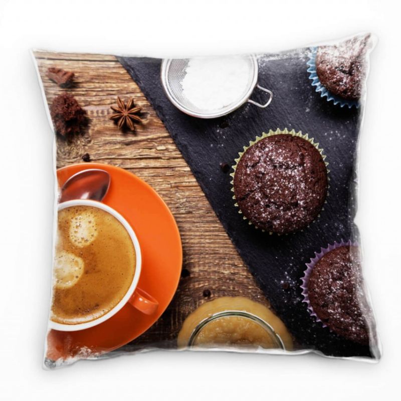 künstlerische Fotografie, Schokomuffins, braun Deko Kissen 40x40cm für Couch Sofa Lounge Zierkissen