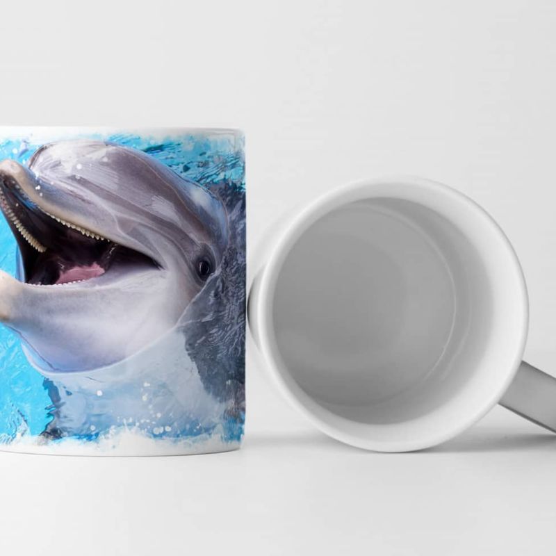 Tasse Geschenk Lachender Delfin im Wasser