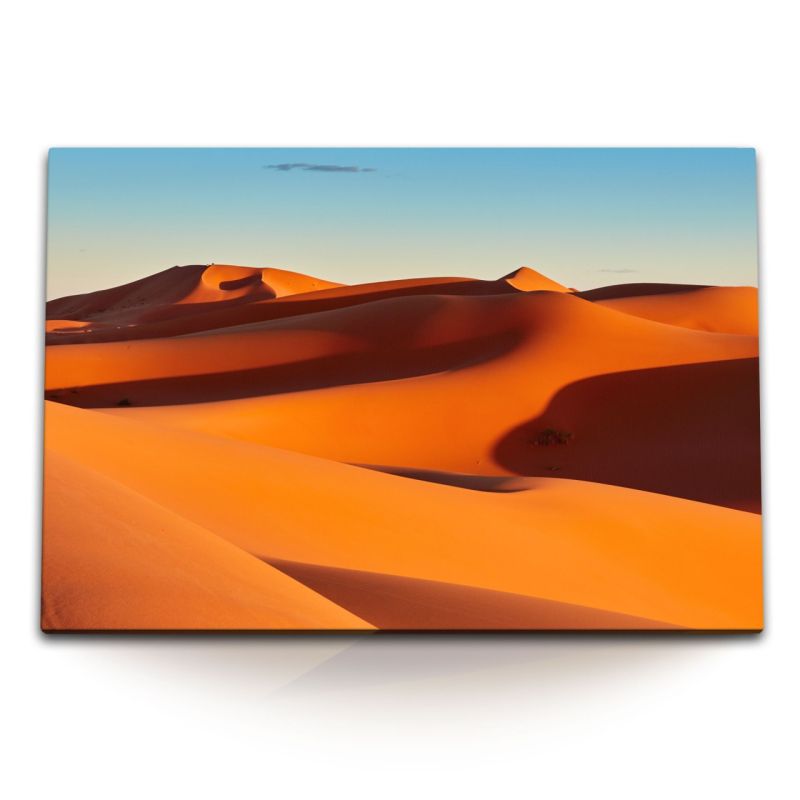 120x80cm Wandbild auf Leinwand Wüste Sanddünen Wüstenrot Sahara roter Sand