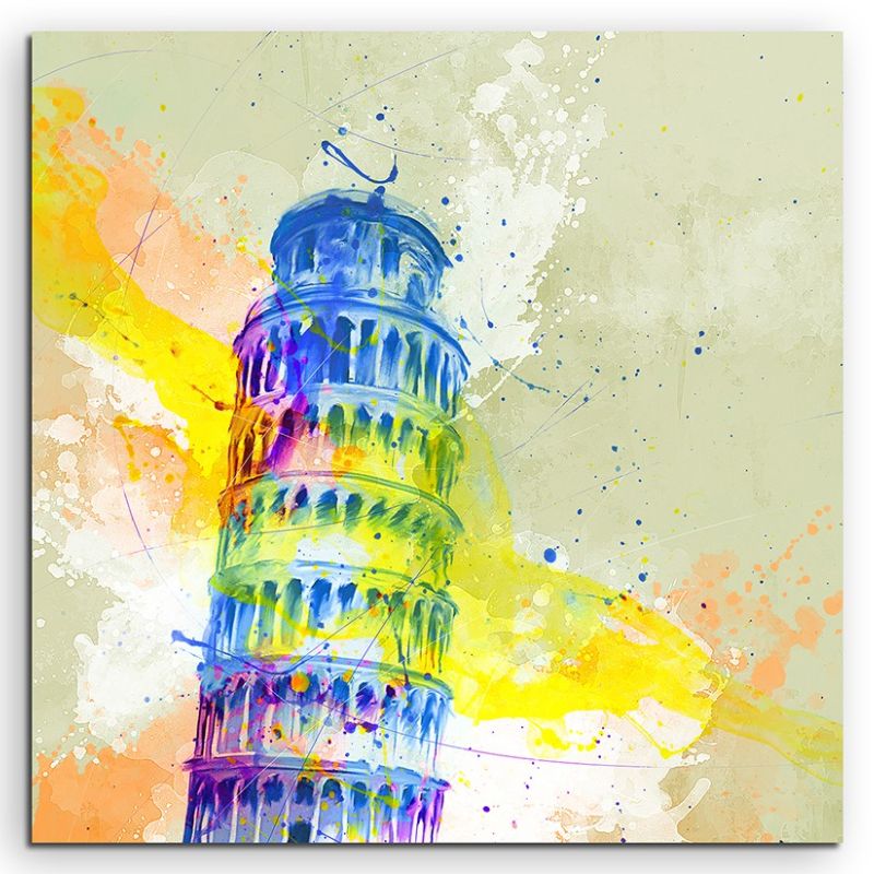 Schiefe Turm von Pisa 60x60cm Aquarell Art Leinwandbild