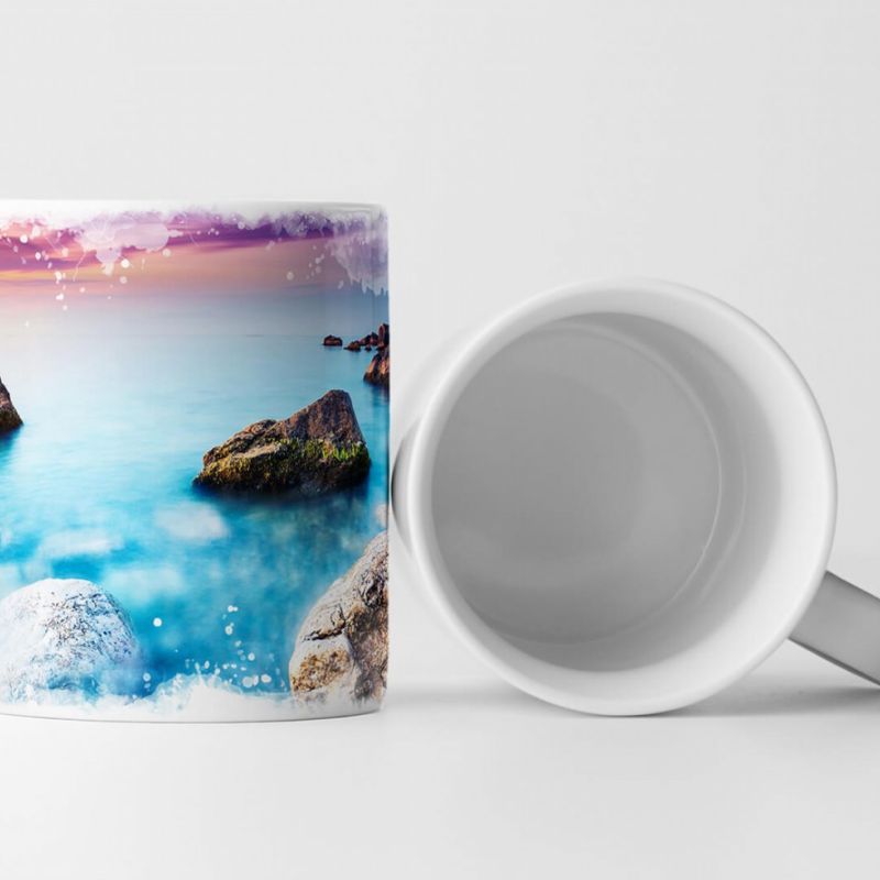 Tasse Geschenk Landschaftsfotografie – Bunte Morgensonne über dem Meer Krim