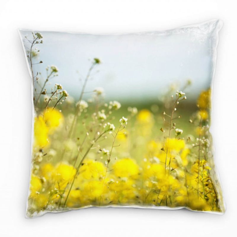 Blumen, Sommerwiese, gelb, grün Deko Kissen 40x40cm für Couch Sofa Lounge Zierkissen