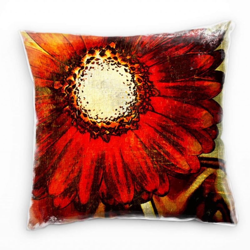 Blumen, rot, gemalt, Nahaufnahme Deko Kissen 40x40cm für Couch Sofa Lounge Zierkissen