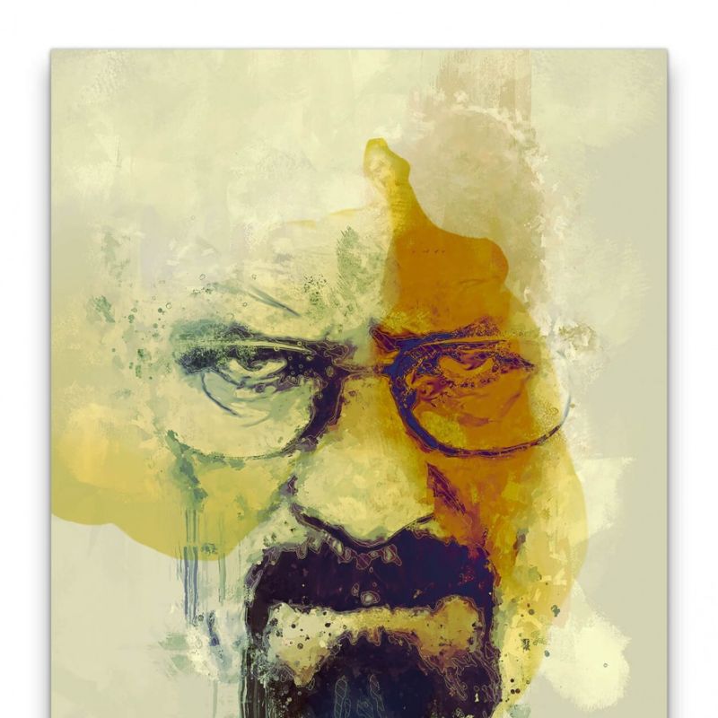 Breaking Bad Walter White Porträt Abstrakt Kunst Kultserie 60x90cm Leinwandbild