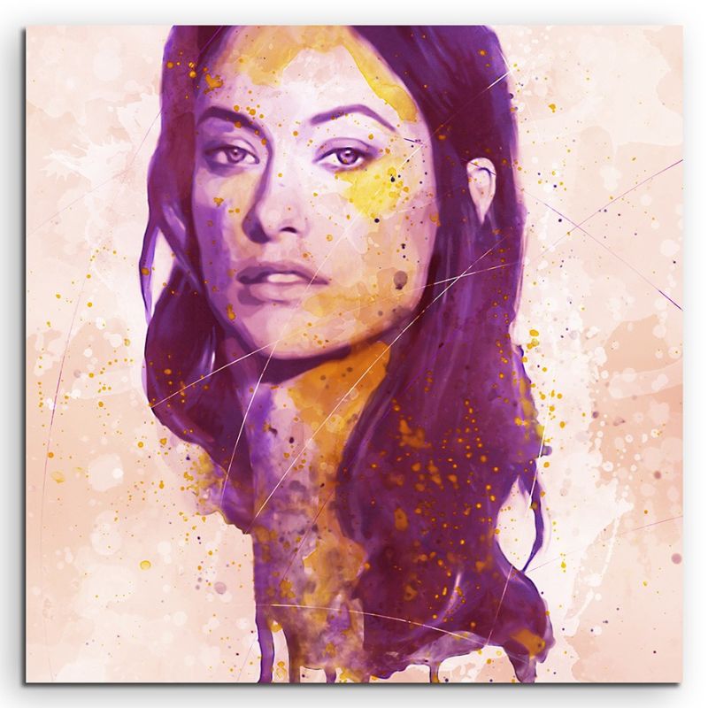 Olivia Wilde Splash 60x60cm Kunstbild als Aquarell auf Leinwand