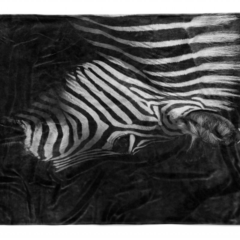 Handtuch Strandhandtuch Saunatuch Kuscheldecke  mit Tiermotiv Zebra Schwarz Weiß