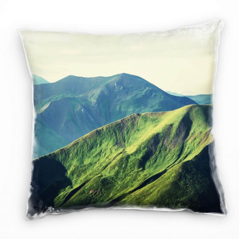 Landschaft, Berge, Sommer, grün Deko Kissen 40x40cm für Couch Sofa Lounge Zierkissen