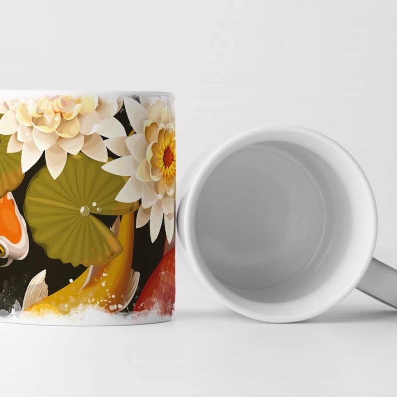 Tasse Geschenk Bild – Koikarpfen und Lotus