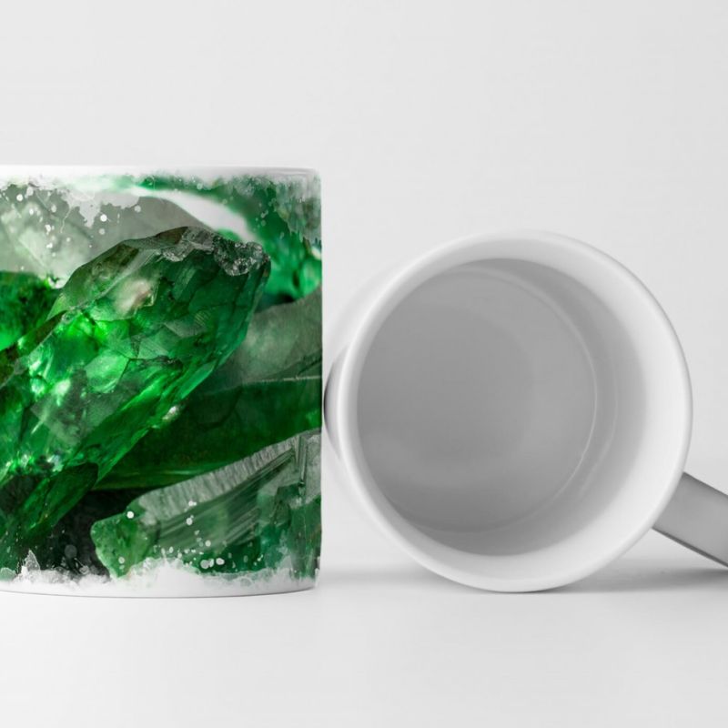 Tasse Geschenk  Fotografie – Glasbruch grün Edelsteine