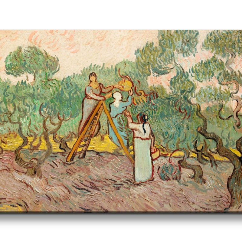 Remaster 120x60cm Vincent van Gogh Impressionismus Weltberühmtes Gemälde Women Picking Olives Zeitlo