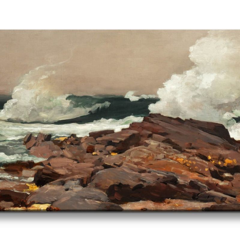 Remaster 120x60cm Winslow Homer weltberühmtes Wandbild Eastern Point Ozean Küste Felsen Brandung