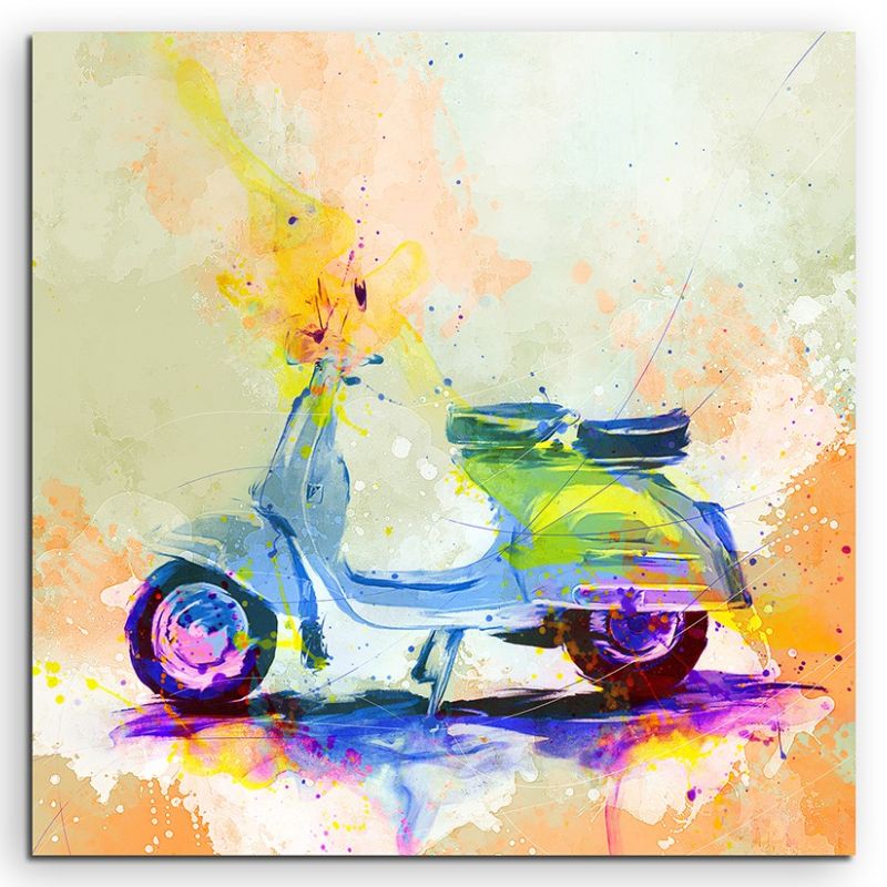 Vespa 60x60cm Aquarell Art Leinwandbild