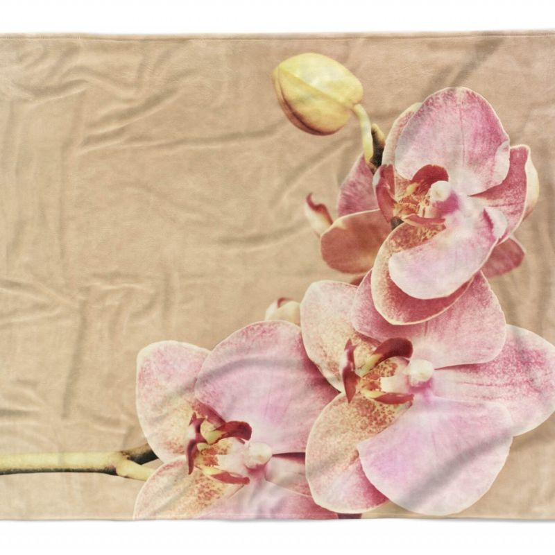 Handtuch Strandhandtuch Saunatuch Kuscheldecke  mit Fotomotiv Orchidee Blume Blü