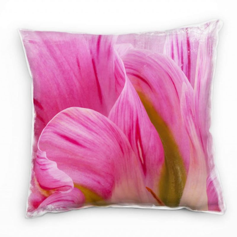 Macro, Blumen, Blüte, Tulpe, pink, grün Deko Kissen 40x40cm für Couch Sofa Lounge Zierkissen