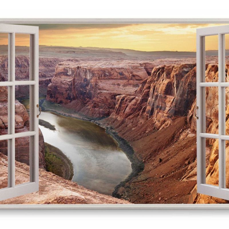 Wandbild 120x80cm Fensterbild Colorado Fluss Grand Canyon Natur Sonnenuntergang