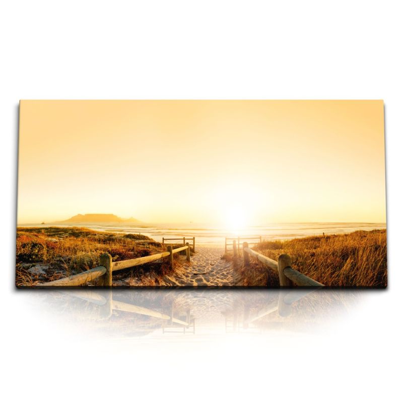 Kunstdruck Bilder 120x60cm Ostsee Strand Sonnenuntergang Sand Strandweg