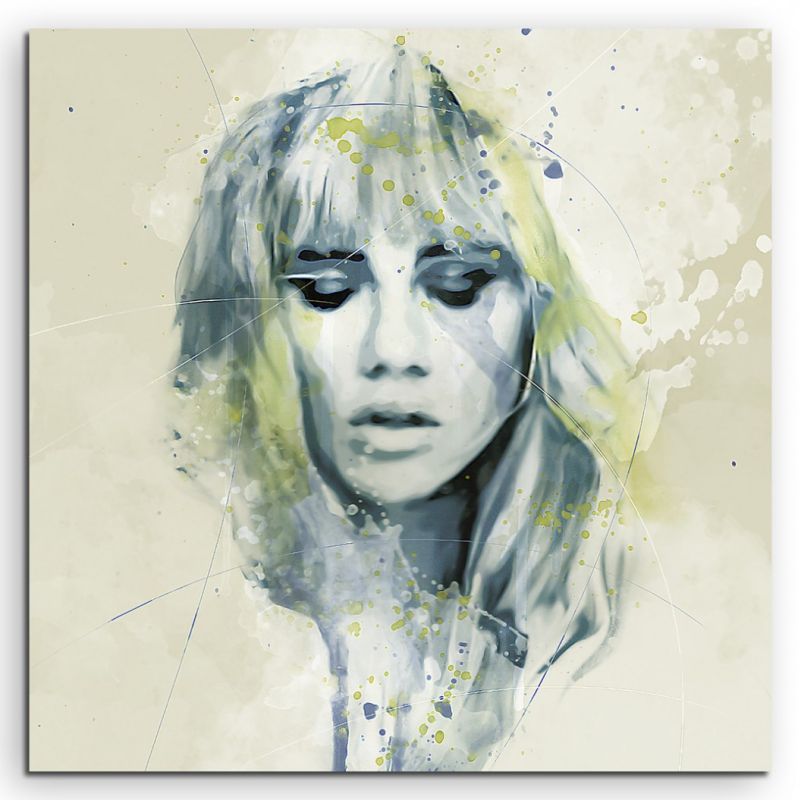 Suki Waterhouse II Aqua 60x60cm Wandbild Aquarell Art