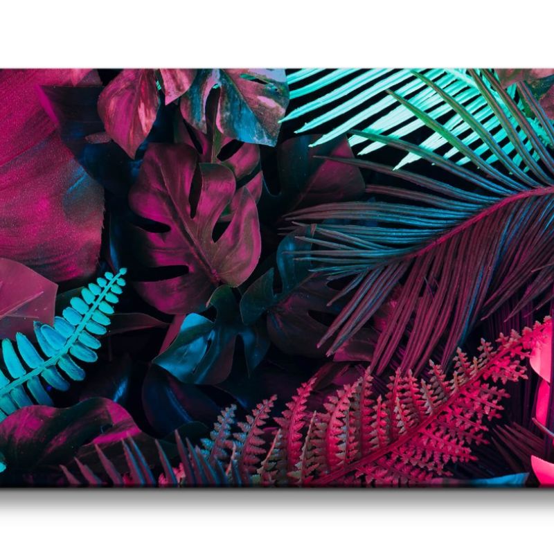 Leinwandbild 120x60cm Blätter in verschiedenen Farben Kunstvoll Dekorativ