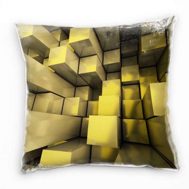 Abstrakt, gold, Rechtecke, dreidimensional Deko Kissen 40x40cm für Couch Sofa Lounge Zierkissen