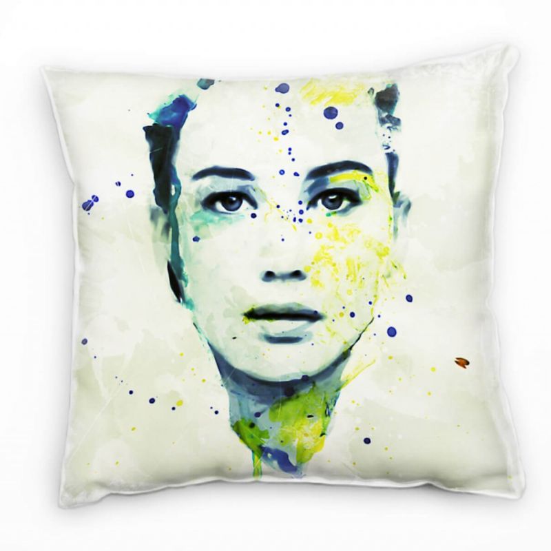 Jennifer Lawrence V Deko Kissen Bezug 40x40cm für Couch Sofa Lounge Zierkissen