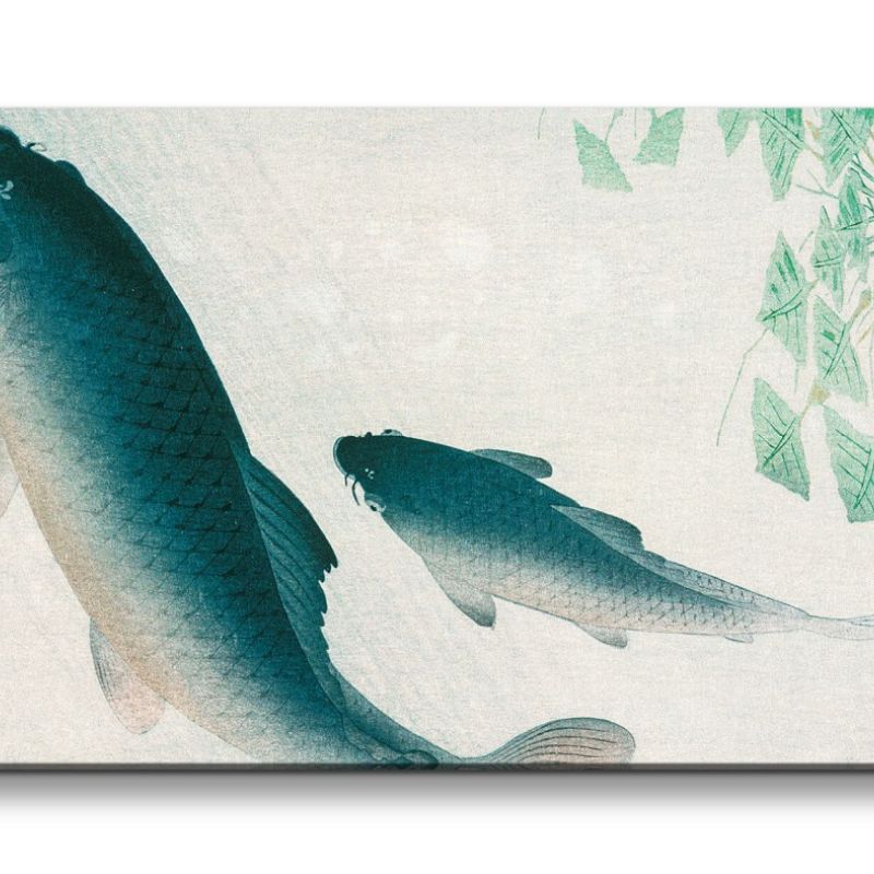 Remaster 120x60cm Ohara Koson traditionell japanische Kunst Koi Fische Malerei Japan Harmonie