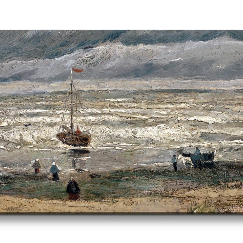 Remaster 120x60cm Vincent Van Gogh Impressionismus Weltberühmtes Gemälde Meer Schiff Stürmisch Zeitl