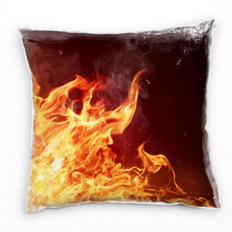 Macro, rot, orange, schwarz, Feuer, Flammen Deko Kissen 40x40cm für Couch Sofa Lounge Zierkissen