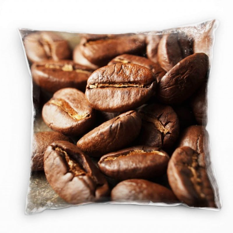 Macro, geröstete Kaffeebohnen, braun Deko Kissen 40x40cm für Couch Sofa Lounge Zierkissen