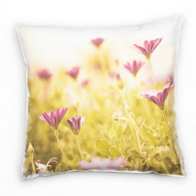 Blumen, grün, lila, Blumenwiese, Sommer Deko Kissen 40x40cm für Couch Sofa Lounge Zierkissen