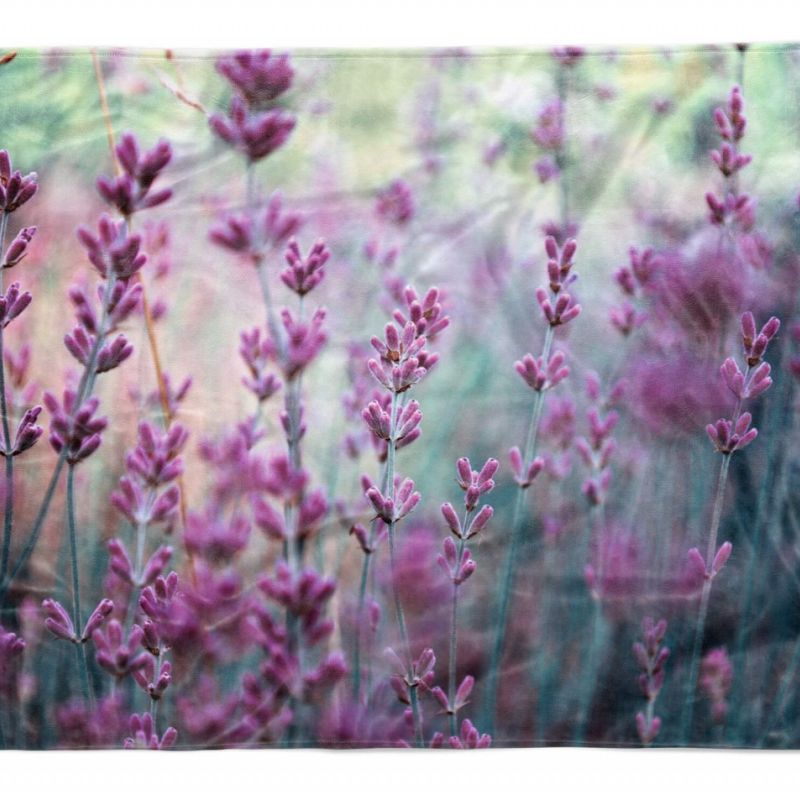 Handtuch Strandhandtuch Saunatuch Kuscheldecke  mit Fotomotiv Lavendel Blumen Sc