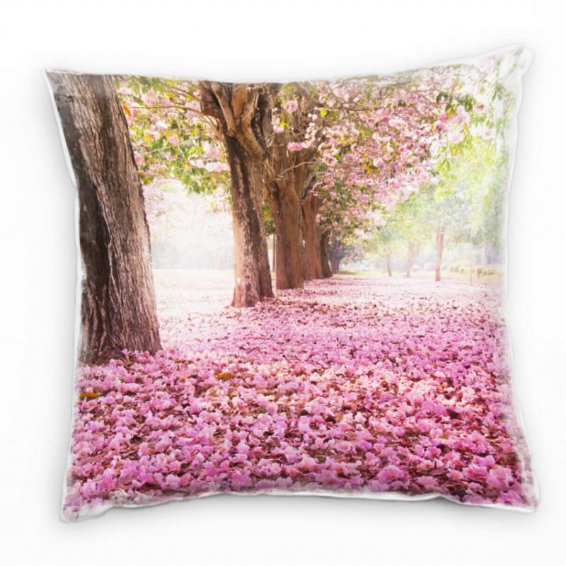 Landschaft, Natur, rosa Blätter, Bäume Deko Kissen 40x40cm für Couch Sofa Lounge Zierkissen